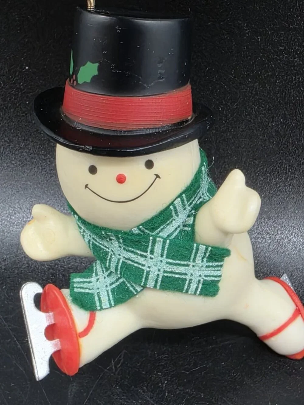 Vintage Skating Snowman Christmas Ornament Tree Trimmer Collection 1970s Kitschy